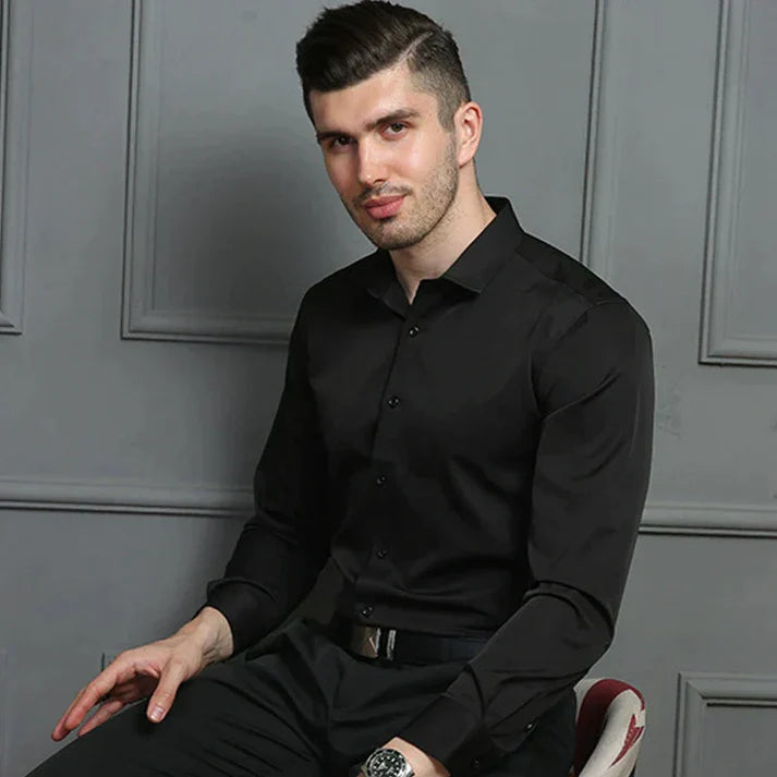 Billy - Stylish Slim Stretch Shirt Black