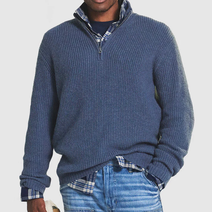 Daniel - Half-Length zip Sweater Blue