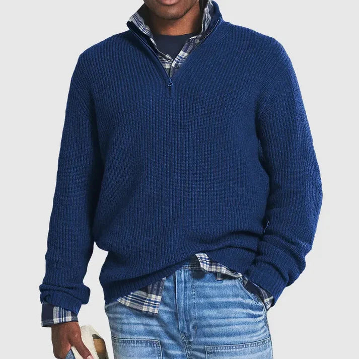 Daniel - Half-Length zip Sweater Dark Blue