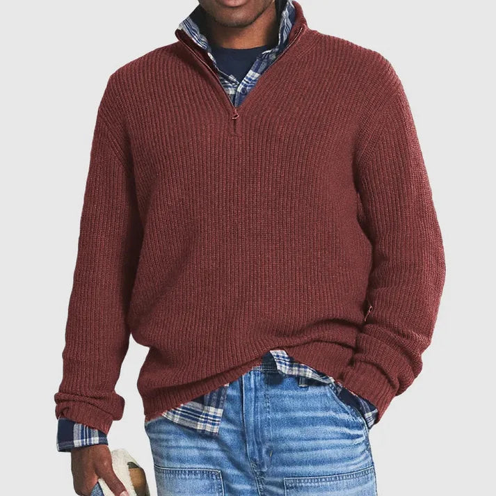 Daniel - Half-Length zip Sweater Wine Red