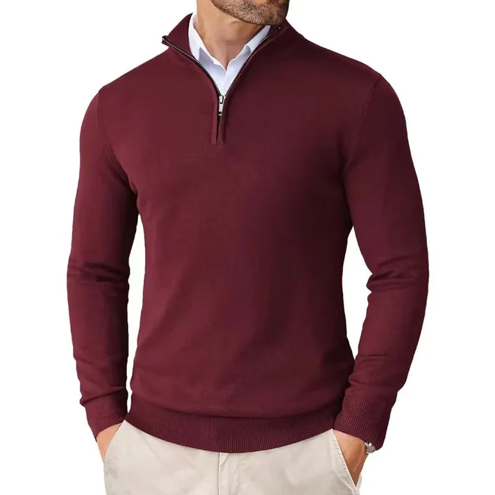 Dwight - Soft Merino Wool Sweater for Men Wine Red