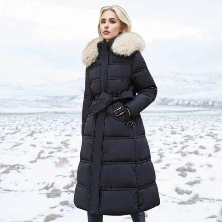 Esther - Windproof Winter Coat-Black-White