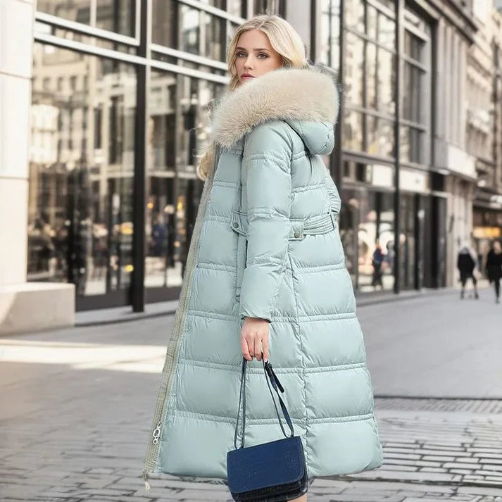 Esther - Windproof Winter Coat-Blue-White