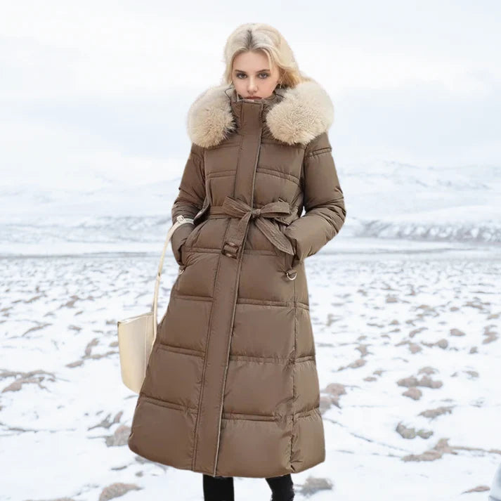 Esther - Windproof Winter Coat-Brown-Beige