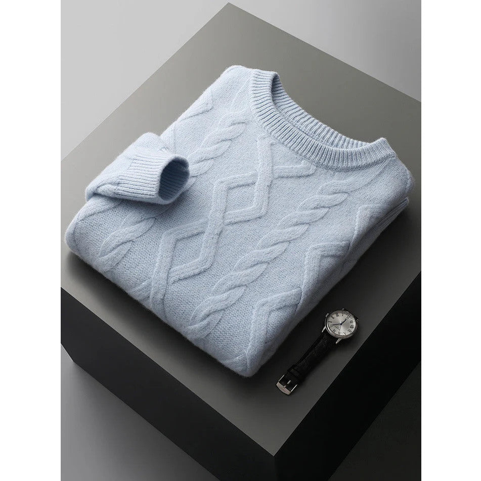 Garry - Cable Knit Sweater-Blue