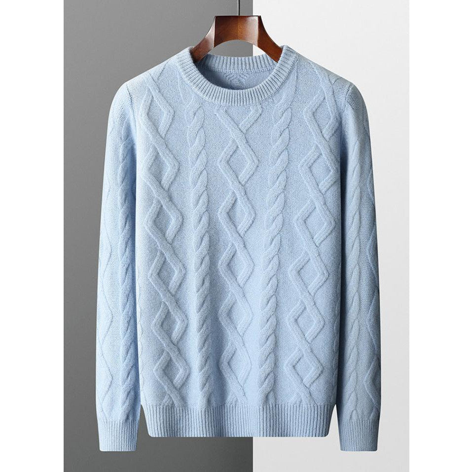 Garry - Cable Knit Sweater-Blue