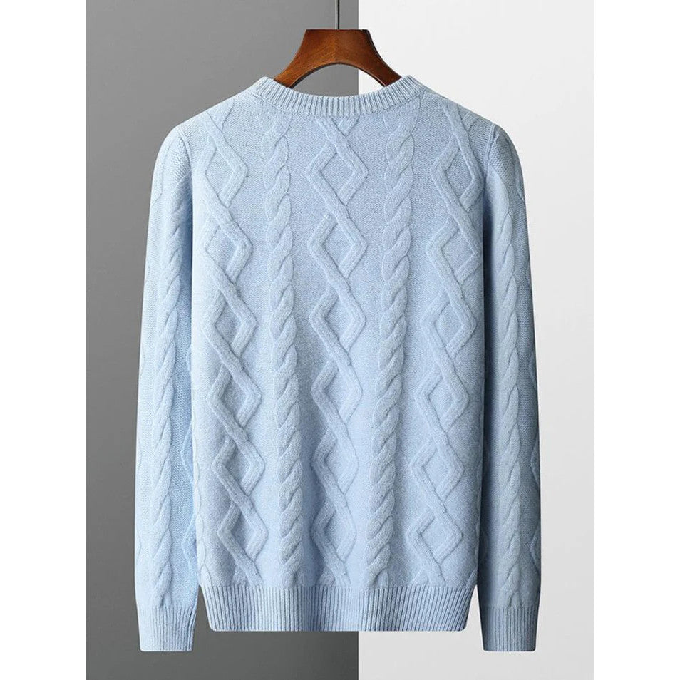 Garry - Cable Knit Sweater-Blue