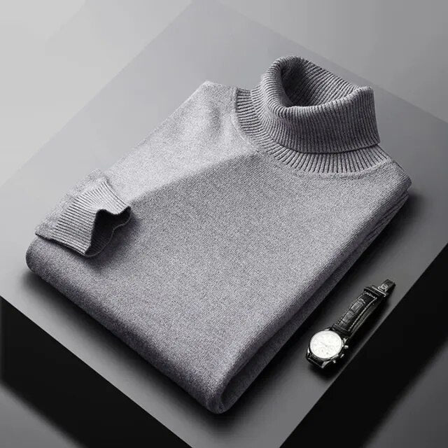 Jack - Merino Wool Turtleneck for Men - Light Gray