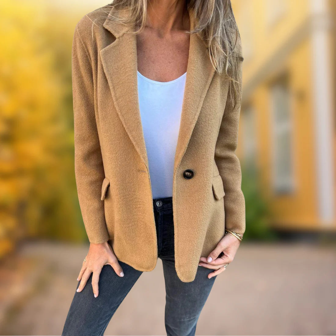 Judith - Slim Blazer Jacket-Brown