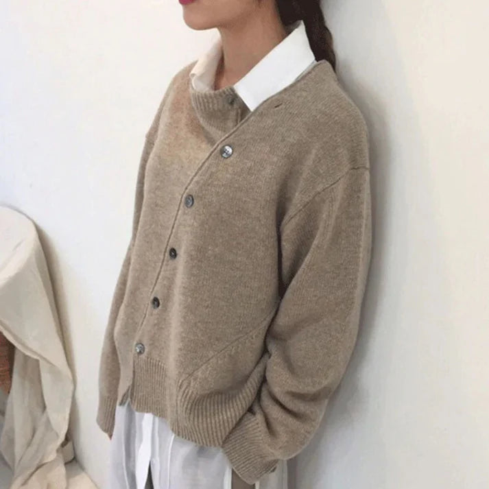 Lisa - Unique Wrap Sweater-Brown