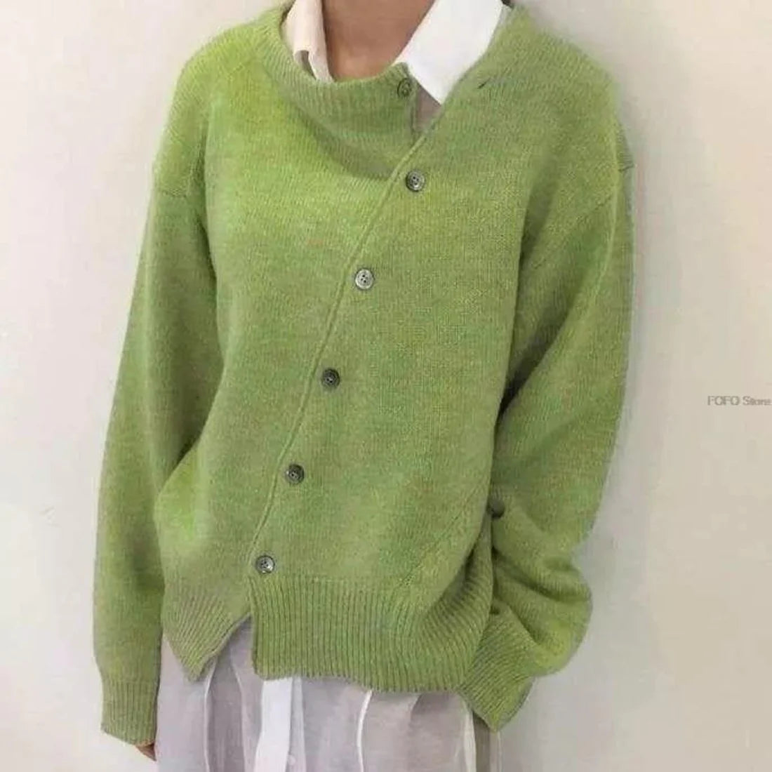 Lisa - Unique Wrap Sweater-Green
