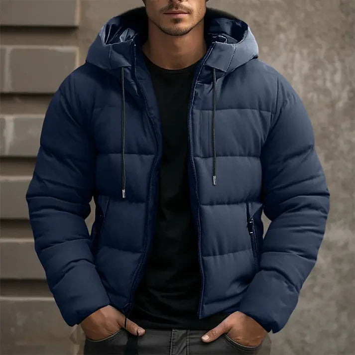 Nancy - Winter Solid Puffer Jacket - Dark Blue