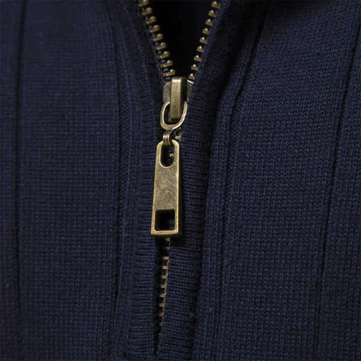 Reinaldo - Stylish Sweater with Short Zipper-Blue