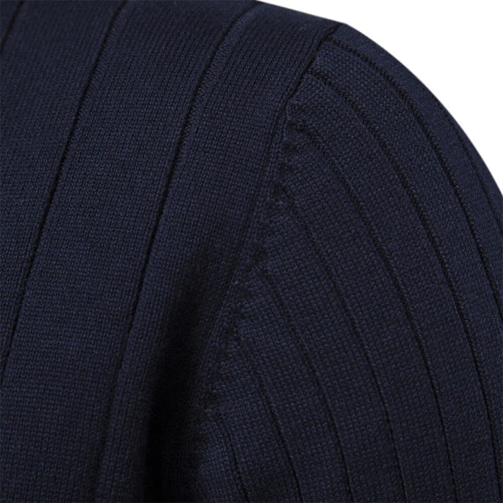 Reinaldo - Stylish Sweater with Short Zipper-Blue