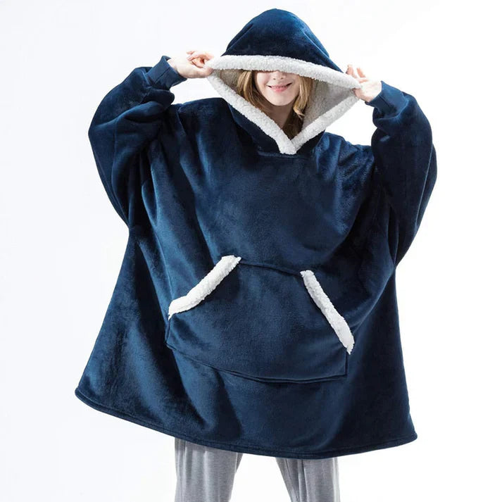 Alicia - Soft Warm Blanket with Hoodie Blue