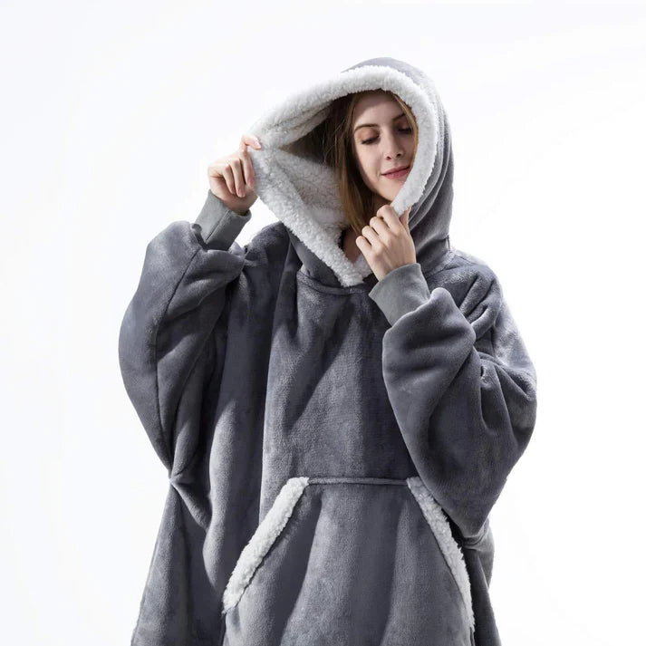 Alicia - Soft Warm Blanket with Hoodie Gray