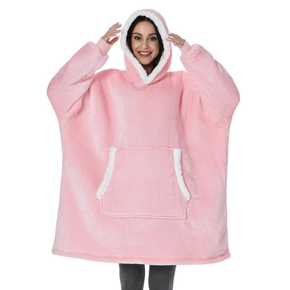 Alicia - Soft Warm Blanket with Hoodie Pink