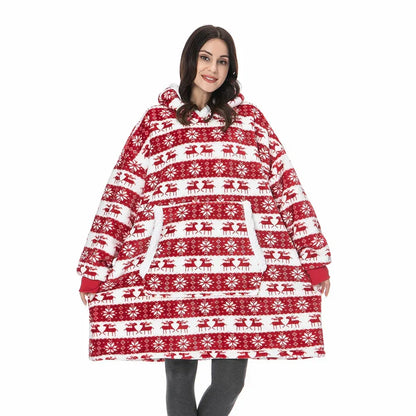 Alicia - Soft Warm Blanket with Hoodie Red Deer