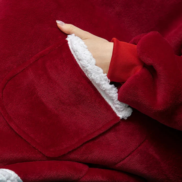 Alicia - Soft Warm Blanket with Hoodie Red