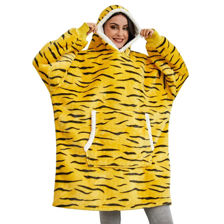 Alicia - Soft Warm Blanket with Hoodie Tiger