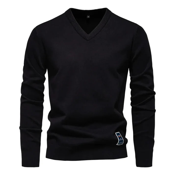 Arend - Casual V-neck Sweater-Black