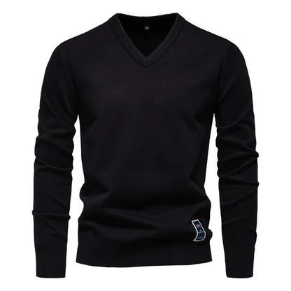 Arend - Casual V-neck Sweater-Black