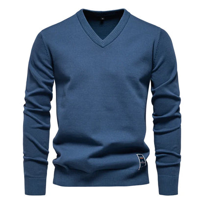 Arend - Casual V-neck Sweater-Blue