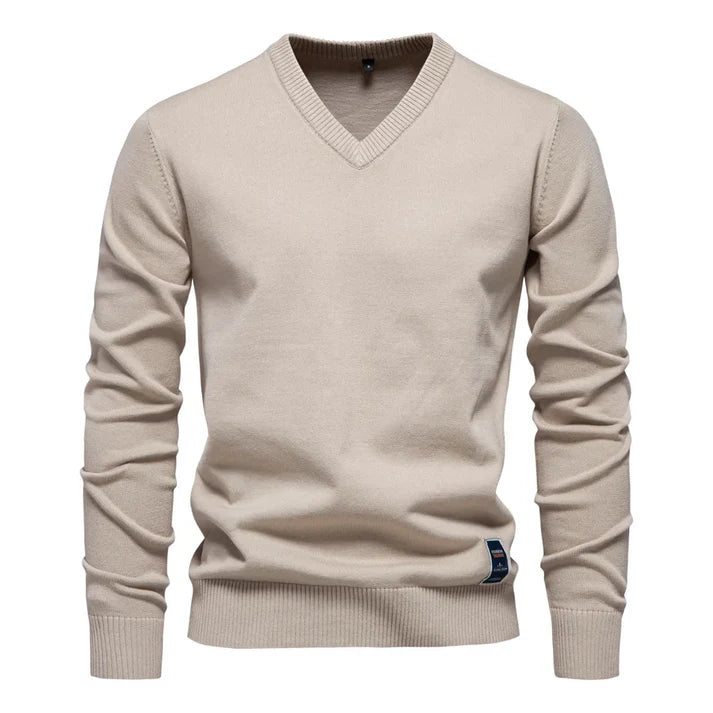 Arend - Casual V-neck Sweater-Khaki