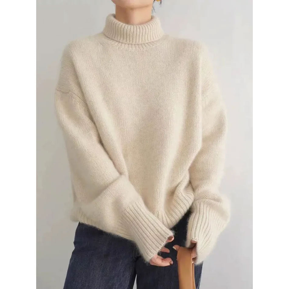 Avery - Slim Cut Merino Wool Sweater Beige