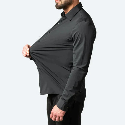 Billy - Stylish Slim Stretch Shirt Black
