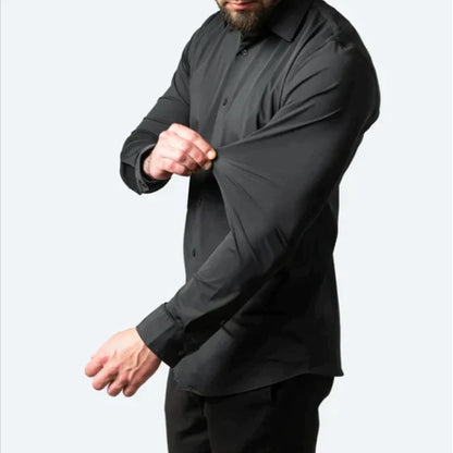 Billy - Stylish Slim Stretch Shirt Black