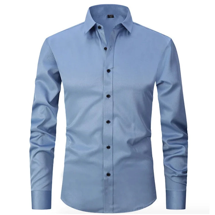 Billy - Stylish Slim Stretch Shirt Blue