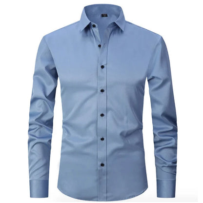Billy - Stylish Slim Stretch Shirt Blue