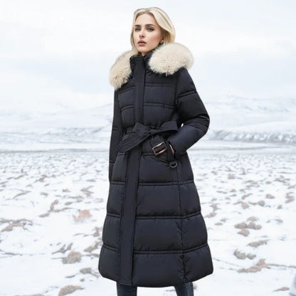 Esther - Windproof Winter Coat-Black-White