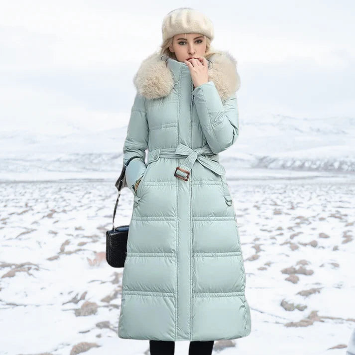 Esther - Windproof Winter Coat-Blue-White