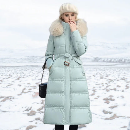 Esther - Windproof Winter Coat-Blue-White