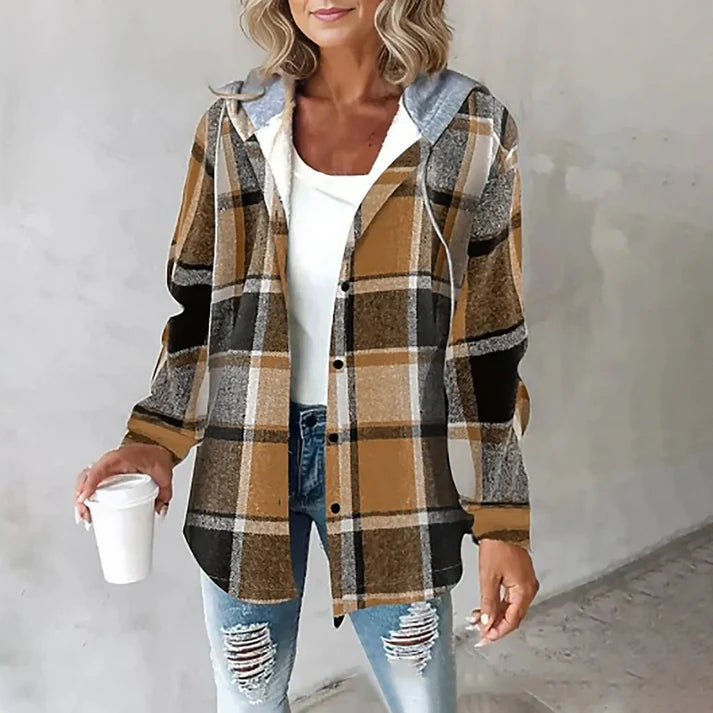 Felicia - Classic Check Cardigan-Brown