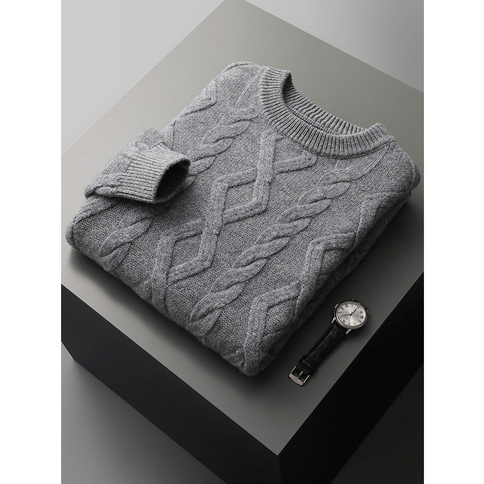 Garry - Cable Knit Sweater-Dark Gray