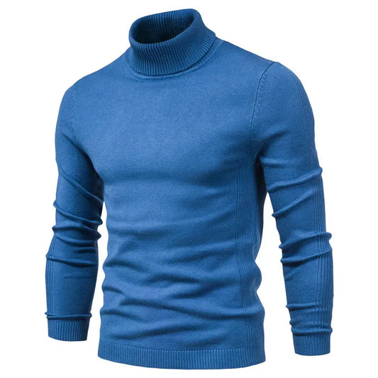 Derek - Comfortable Look Turtleneck for Men-Bright Blue