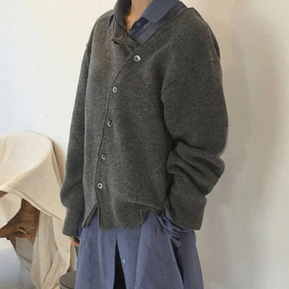 Lisa - Unique Wrap Sweater-Gray