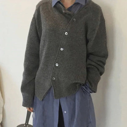 Lisa - Unique Wrap Sweater-Gray
