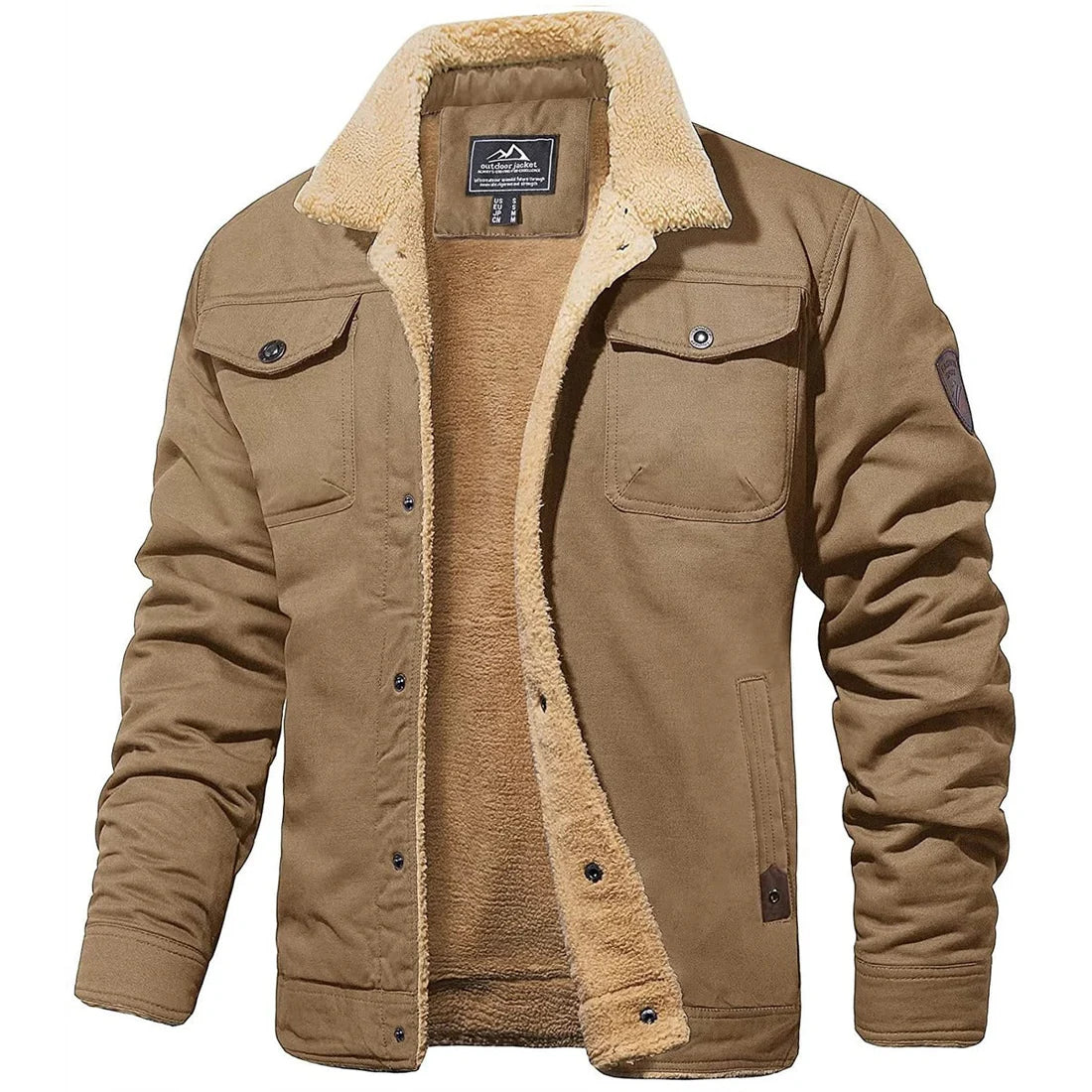 Mark - Winter Fleece Lined Jacket for Men - Khaki