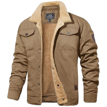 Mark - Winter Fleece Lined Jacket for Men - Khaki