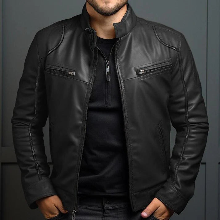 Max - Leather Jacket for Men-Black