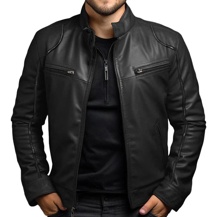Max - Leather Jacket for Men-Black