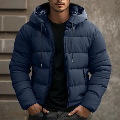 Nancy - Winter Solid Puffer Jacket - Dark Blue