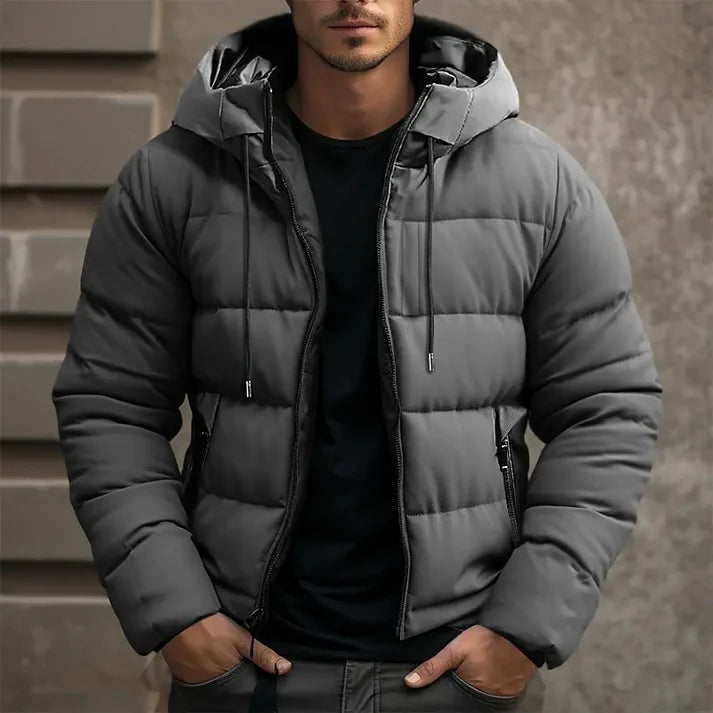 Nancy - Winter Solid Puffer Jacket - Gray