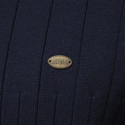 Reinaldo - Stylish Sweater with Short Zipper-Blue