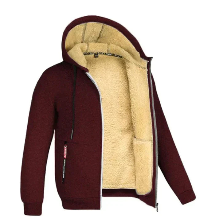 Scott - Warm Wool Lining Jacket-Burgundy Red