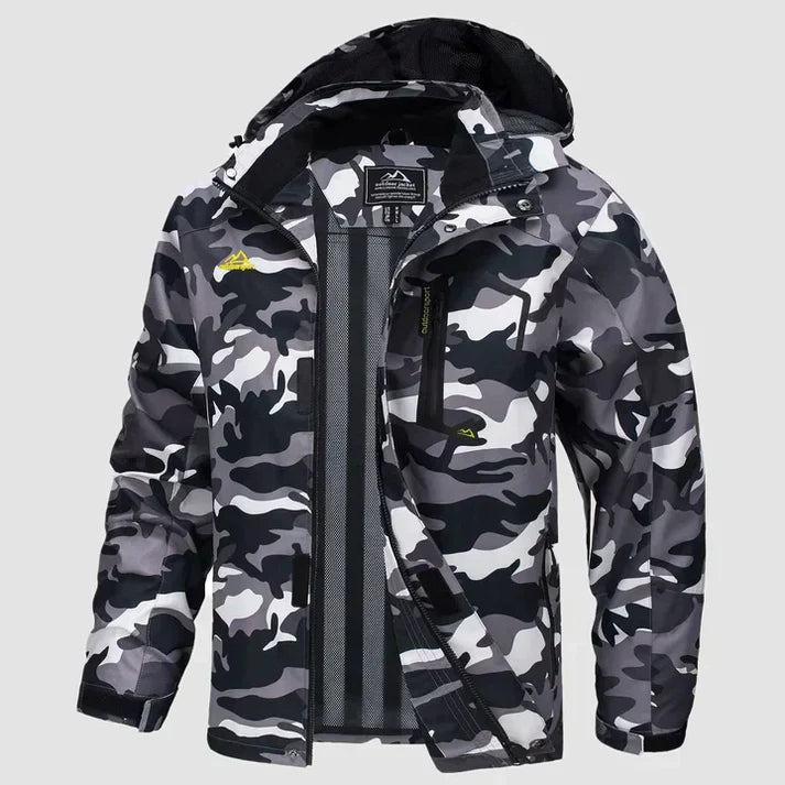 Tim - Warm Winter Coat-Black Camouflage